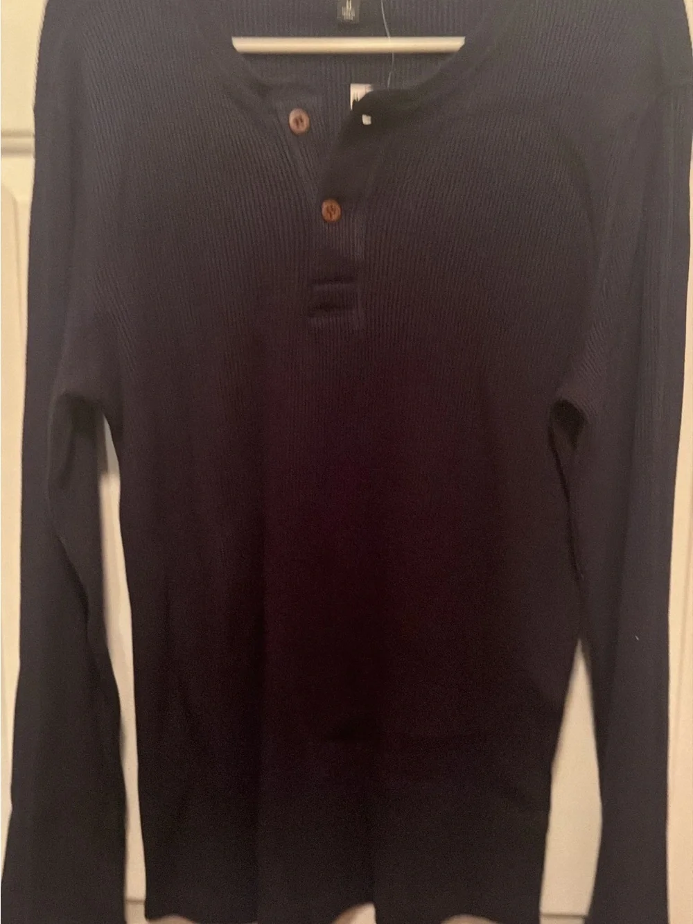 J. Crew Navy Ribbed Henley Crewneck Sweater